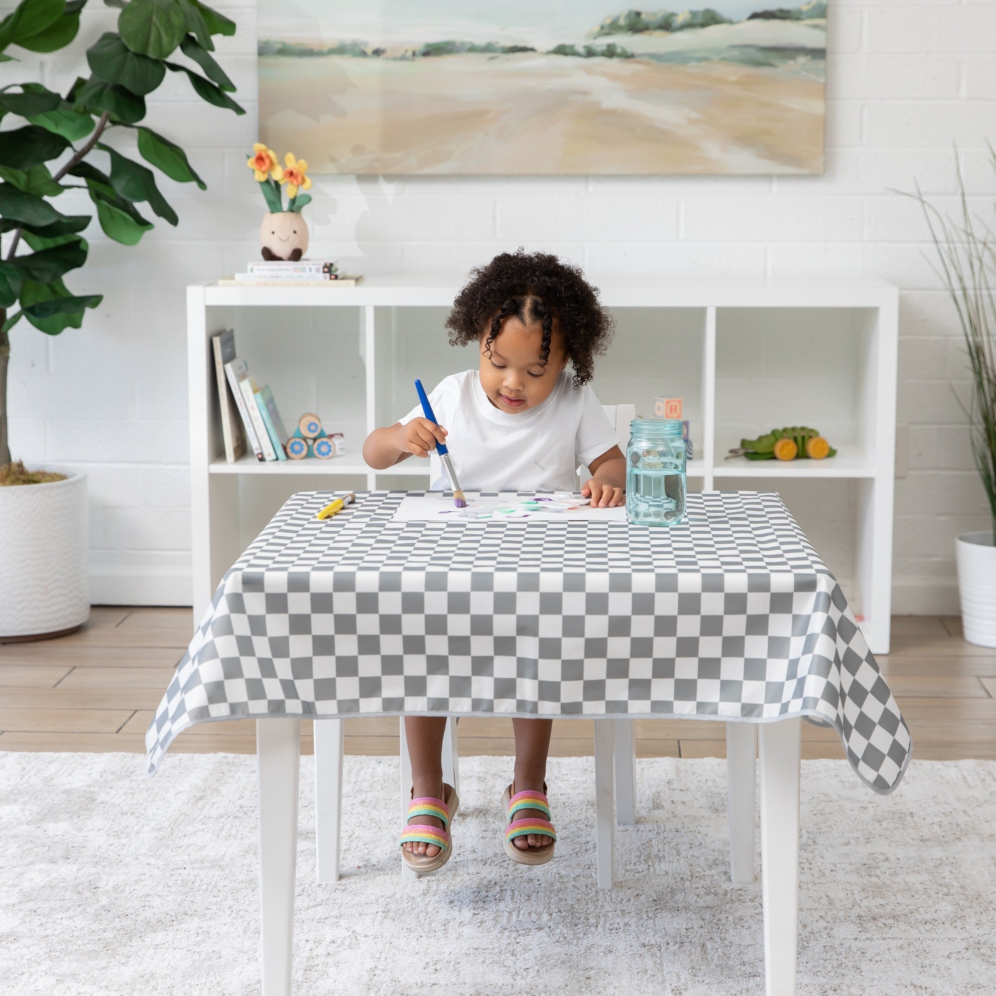 Bumkins Waterproof Splat Mat - Charcoal Check