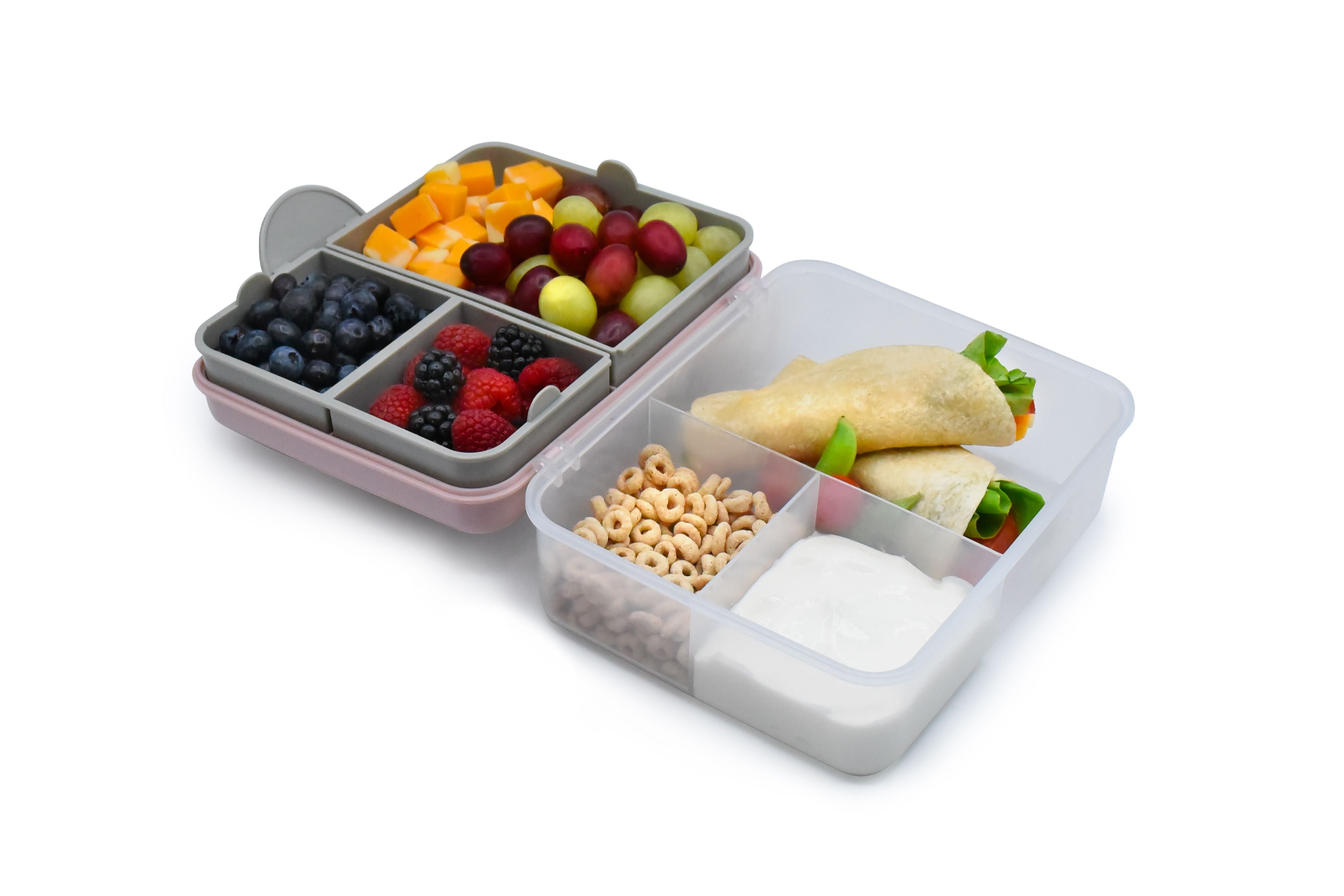 Melii 2 Tier Bento Box - Pink & Grey