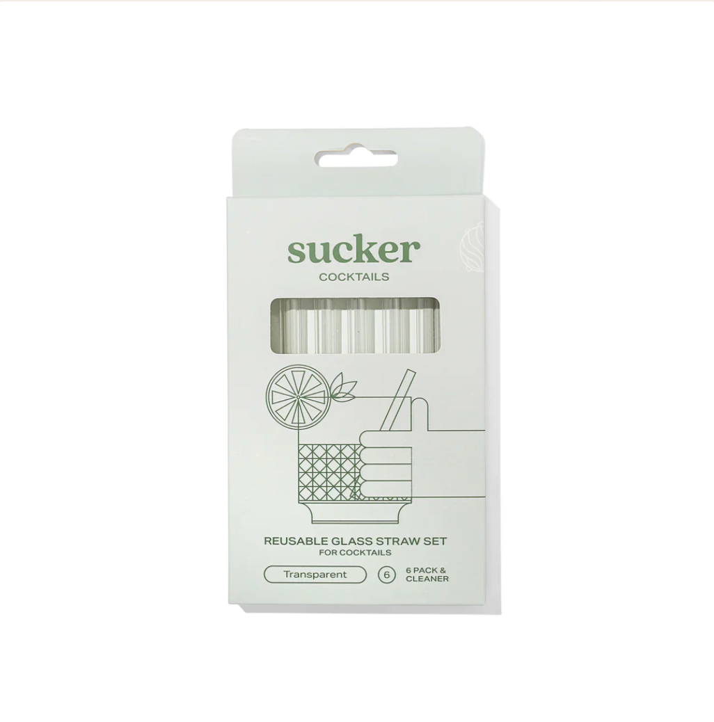 Sucker NZ - Cocktail Glass Drinking Straws - Transparent