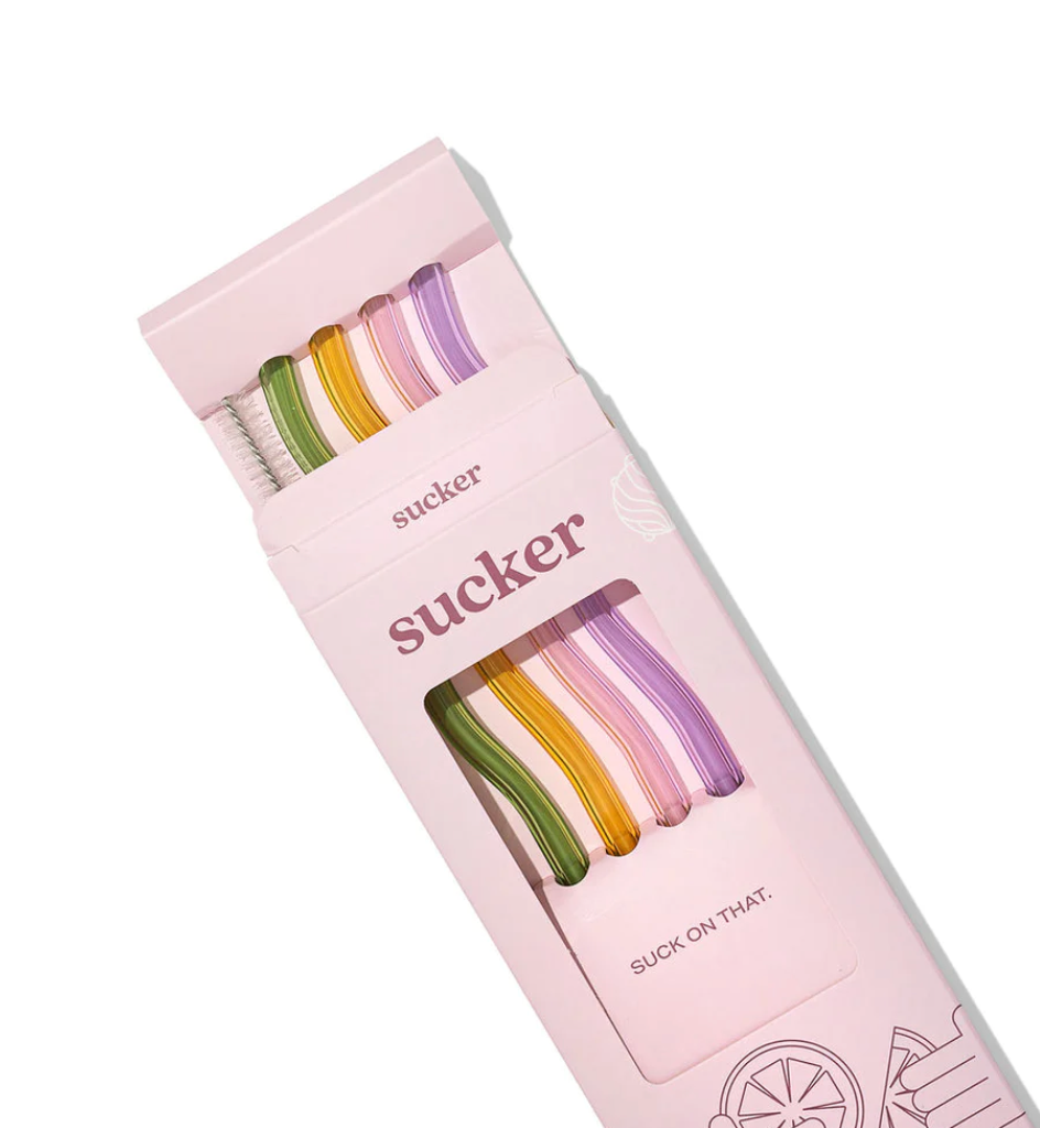 Sucker NZ - Wavy Reusable Glass Straws