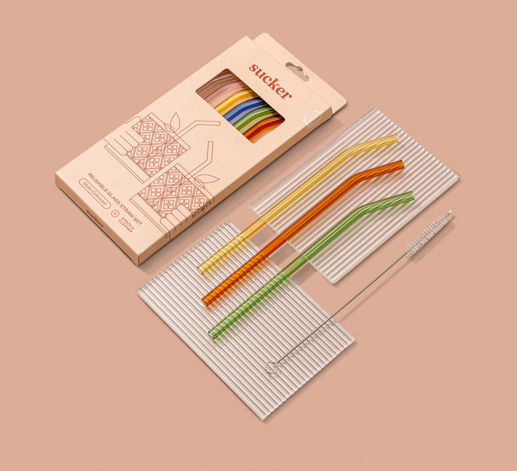 Sucker NZ - Reusable Glass Drinking Straws - Multi-colour
