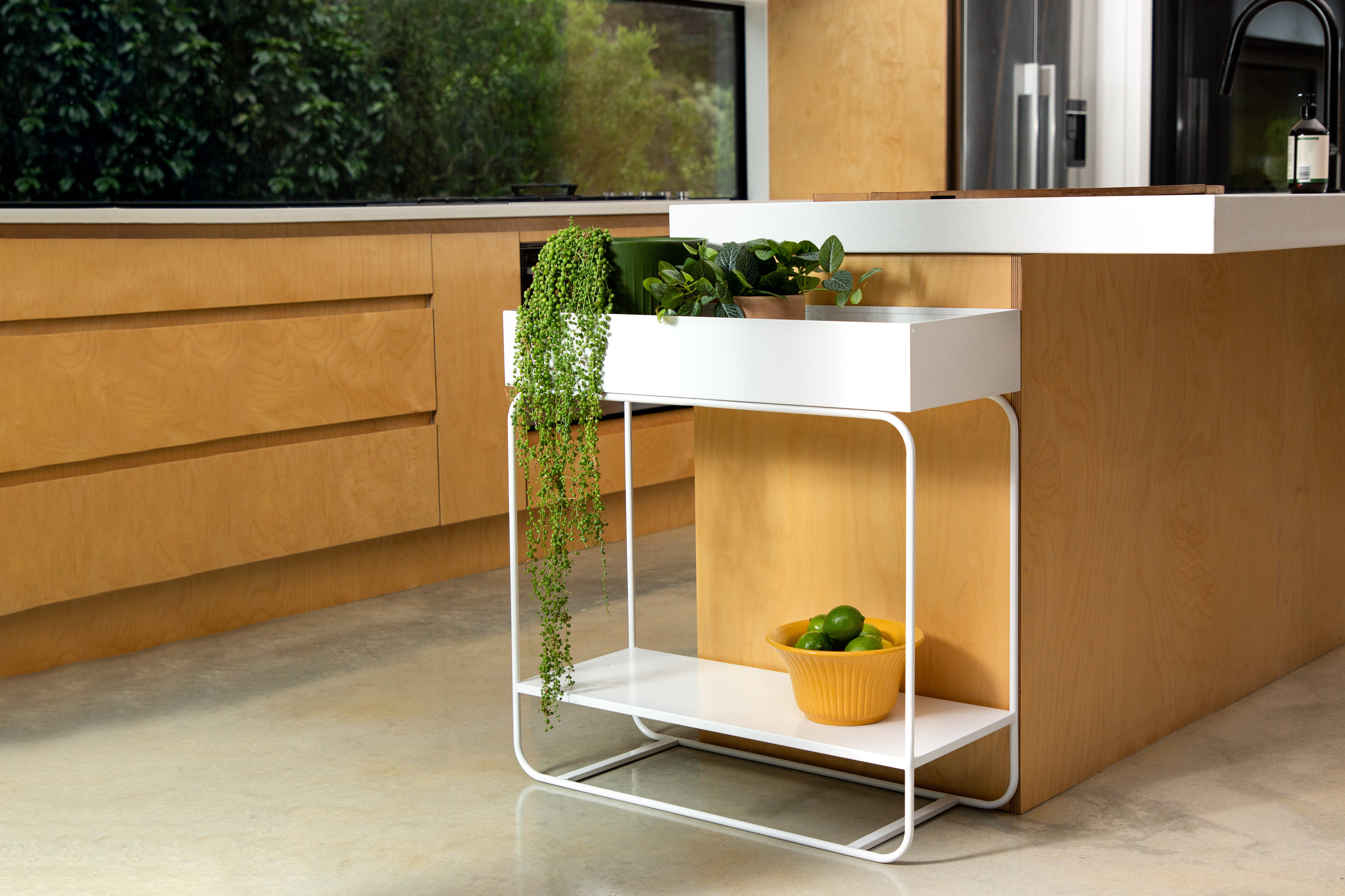 Metal Planter Console - White